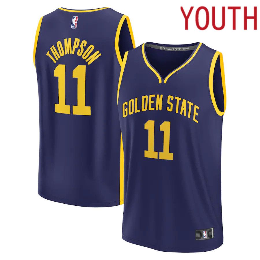 Youth Golden State Warriors 11 Klay Thompson Fanatics Branded Navy Statement Edition 2022-23 Fast Break Player NBA Jersey